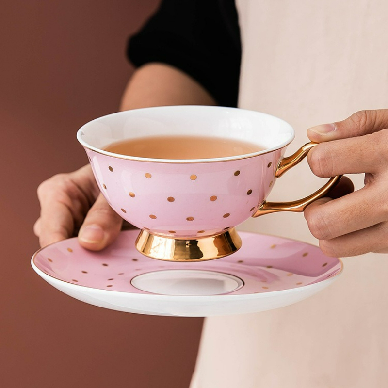 Coffee Tea Set Up - Tazas de Café de Cerámica Rosa