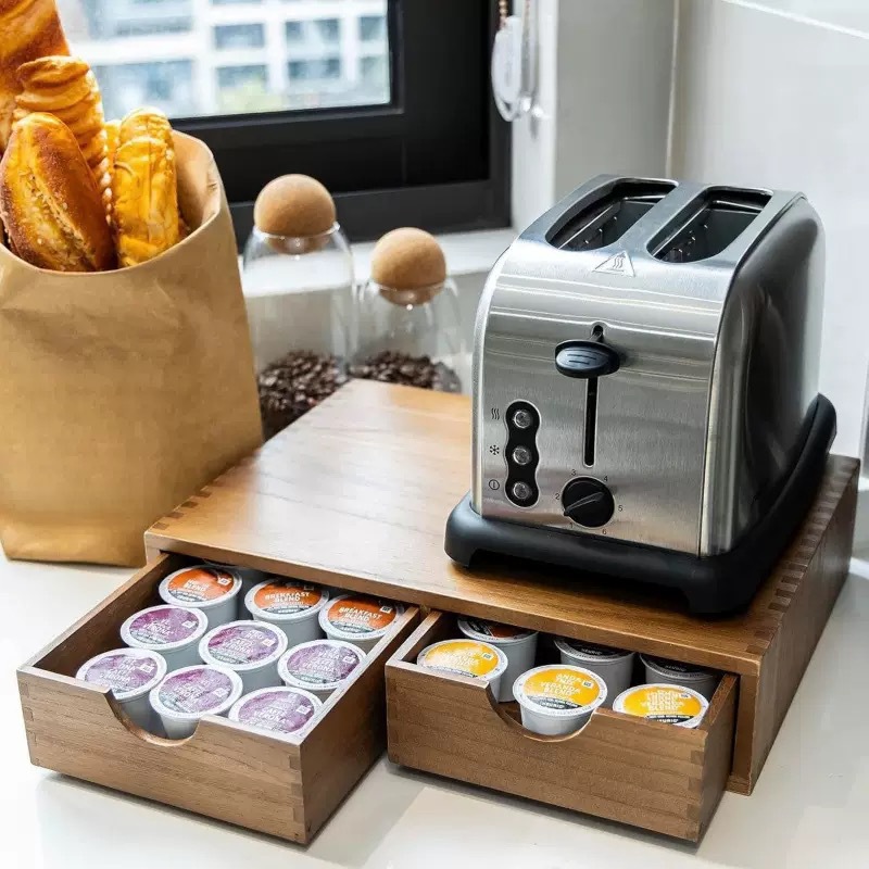 Base minimalista de madera mac - Coffee Tea Drawer Organizer reseña y precio