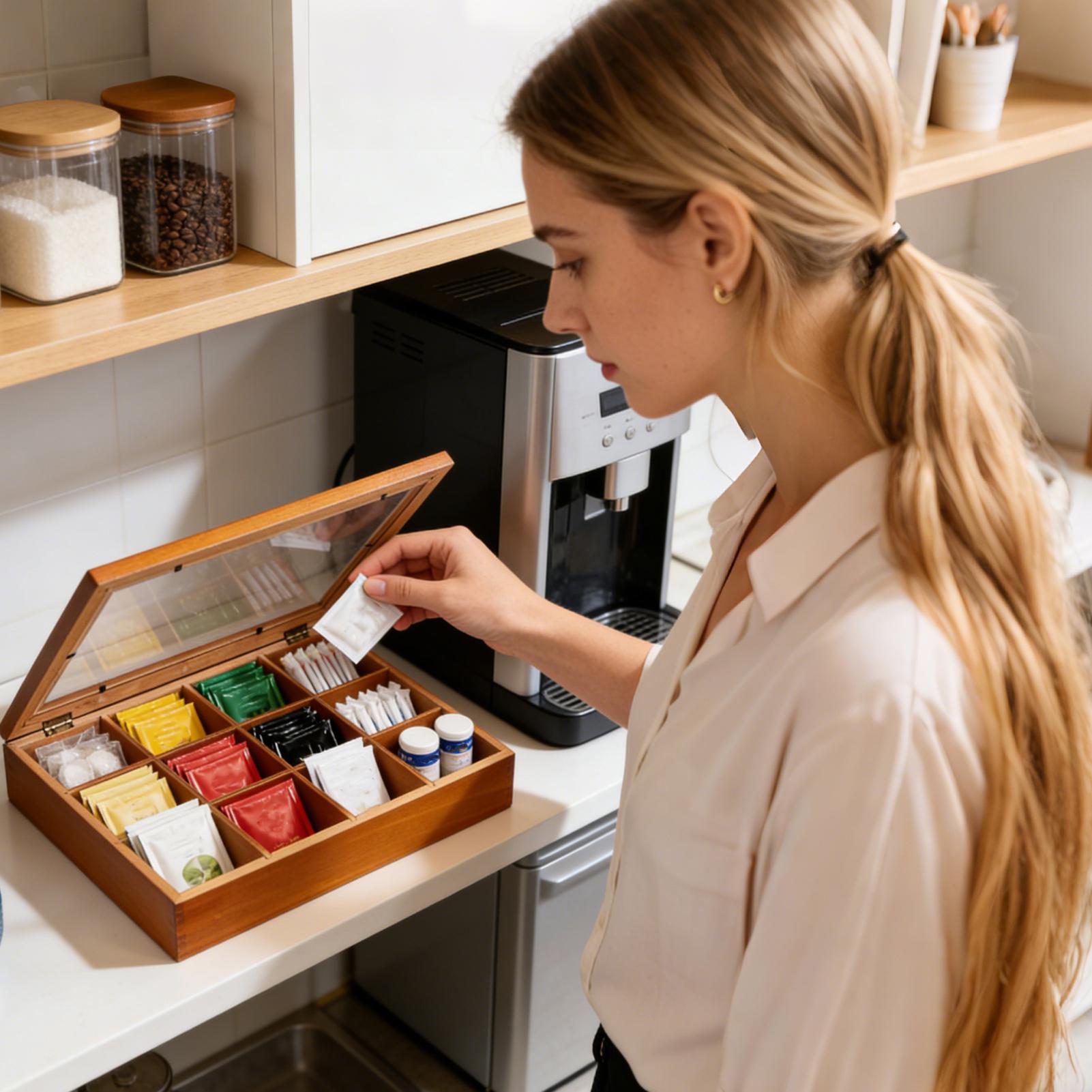 Caja de Madera para Guardar Bo - Coffee Tea Drawer Organizer reseña y precio
