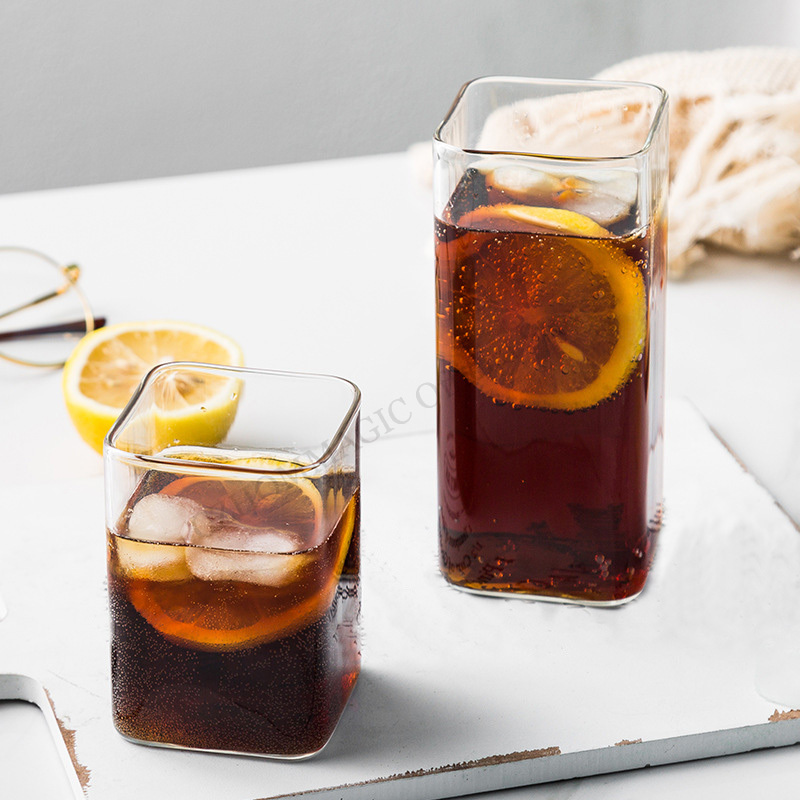 Taza de vidrio cuadrada de 6/4 - Juice Tea Coffee reseña y precio