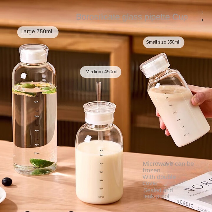 Botella de agua de vidrio con  - Juice Tea Coffee reseña y precio